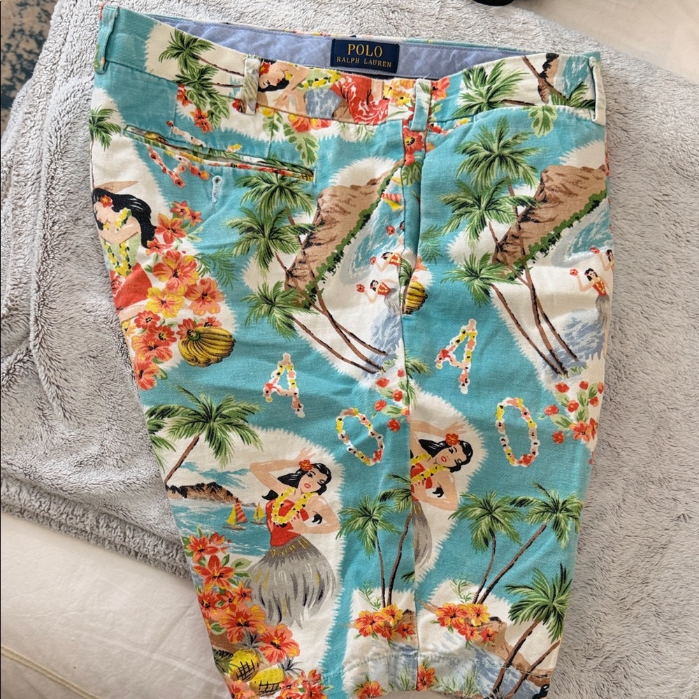 Polo by Ralph Lauren Tropical Print Shorts - Blue and Orange